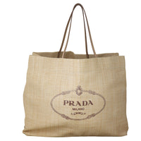 Prada Logo Raffia Tote