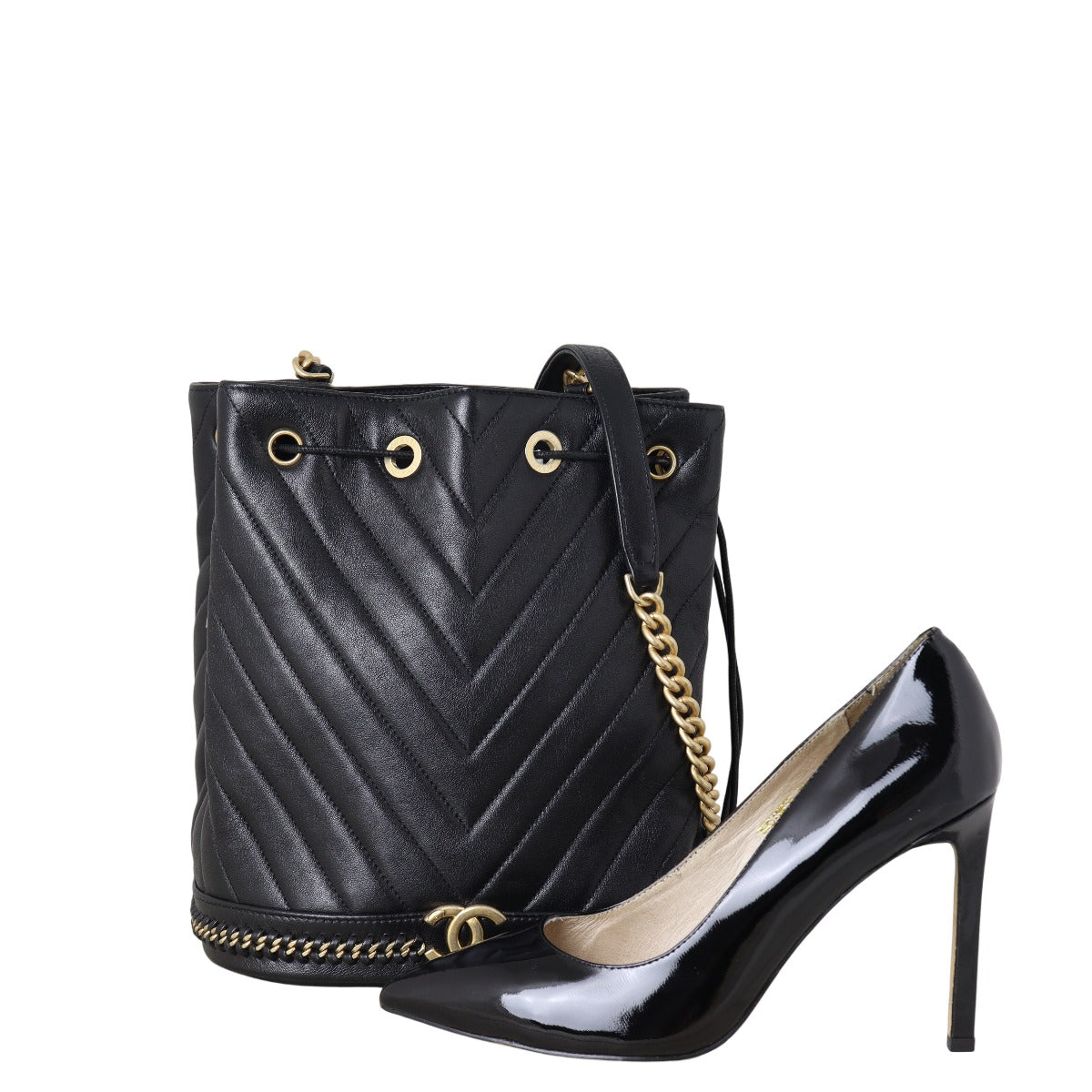 Chanel Paris Cosmopolite Bucket Bag Chevron