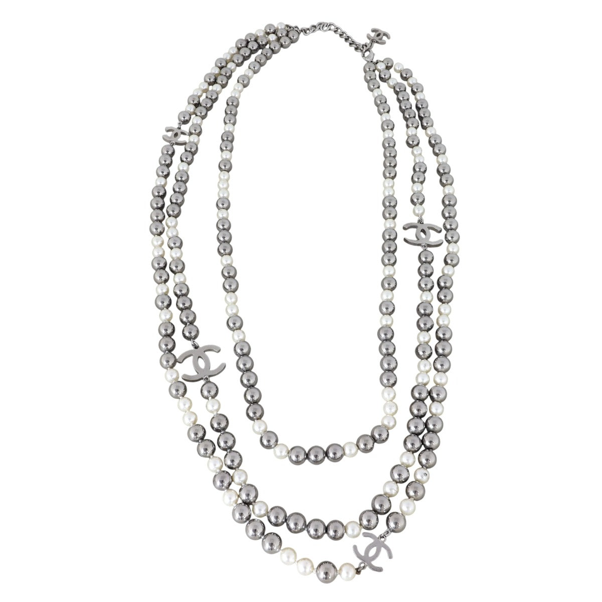 Chanel CC Pearl and Bead Multi Strand Long Necklace