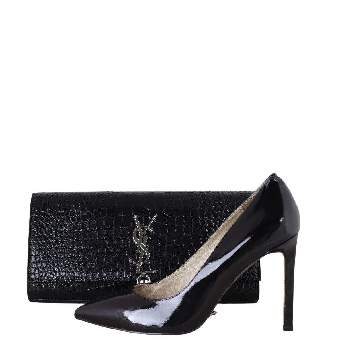 Saint Laurent Kate Tassel Clutch Croc-Embossed