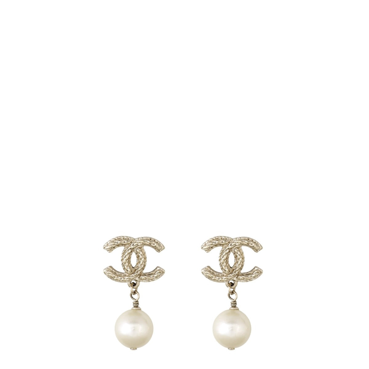 Chanel CC Pearl Drop Earrings