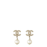 Chanel CC Pearl Drop Earrings