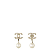 Chanel CC Pearl Drop Earrings