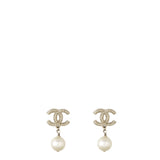 Chanel CC Pearl Drop Earrings
