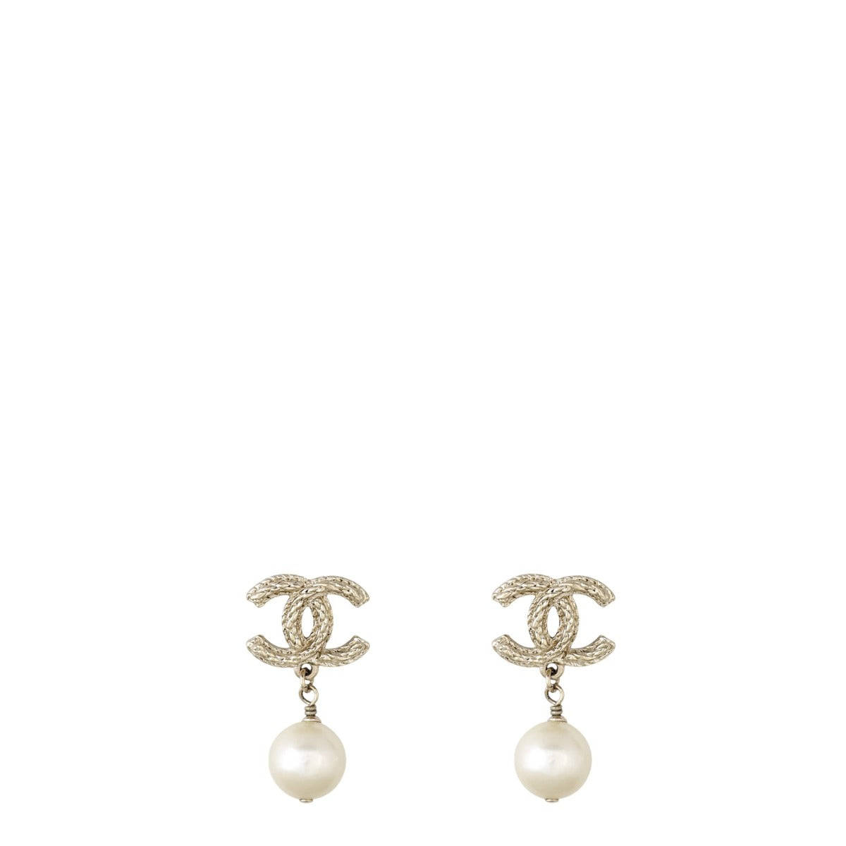 Chanel CC Pearl Drop Earrings