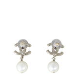 Chanel CC Pearl Drop Earrings