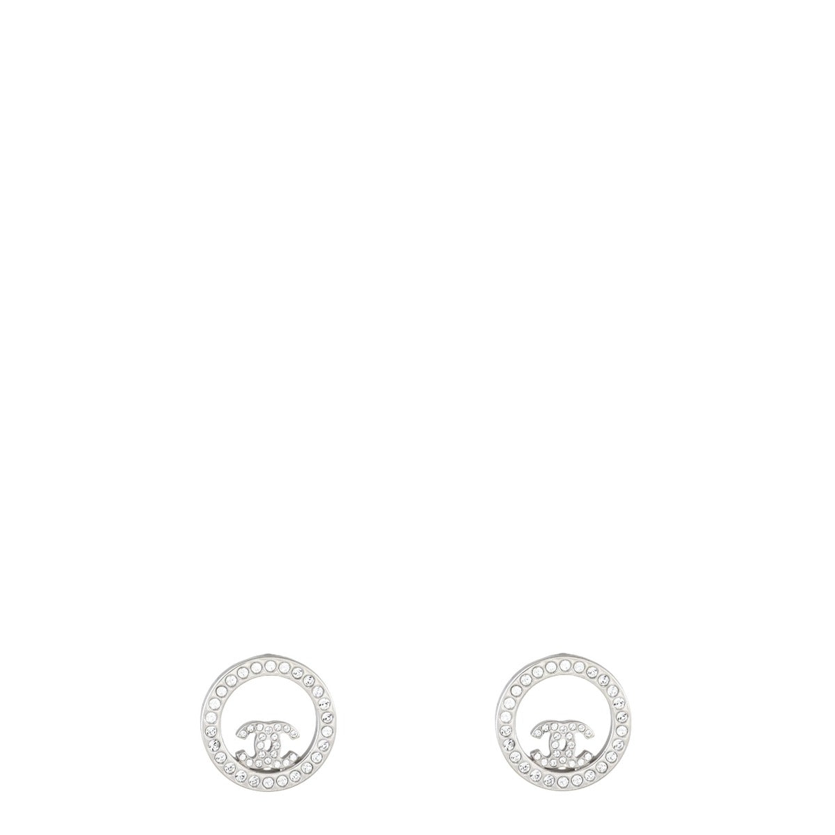 Chanel Crystal CC Circle Stud Earrings