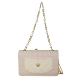 Chanel Camellia Tweed Pearl Chain Flap Bag Vintage