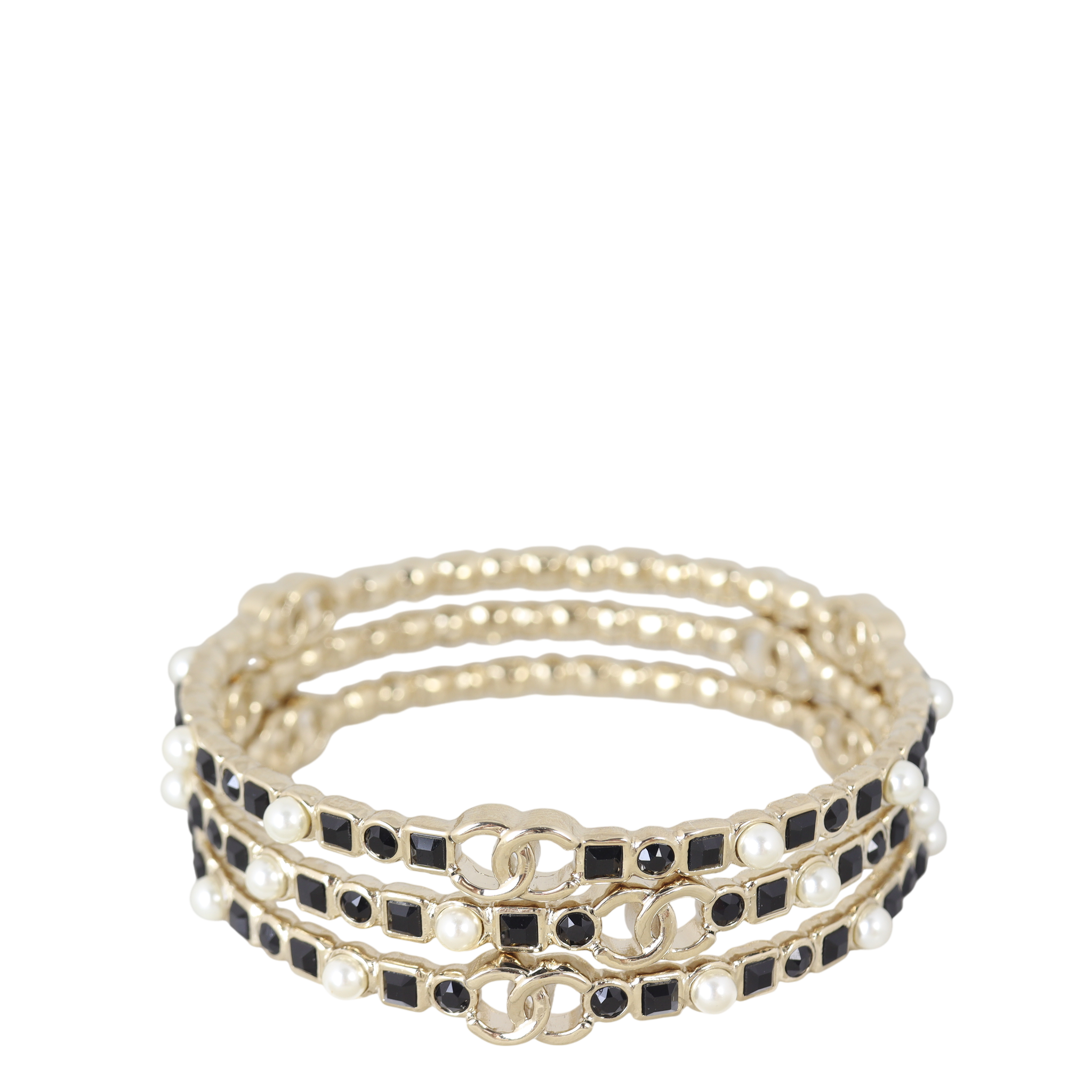 Chanel CC Crystal Pearl Bangle Trio