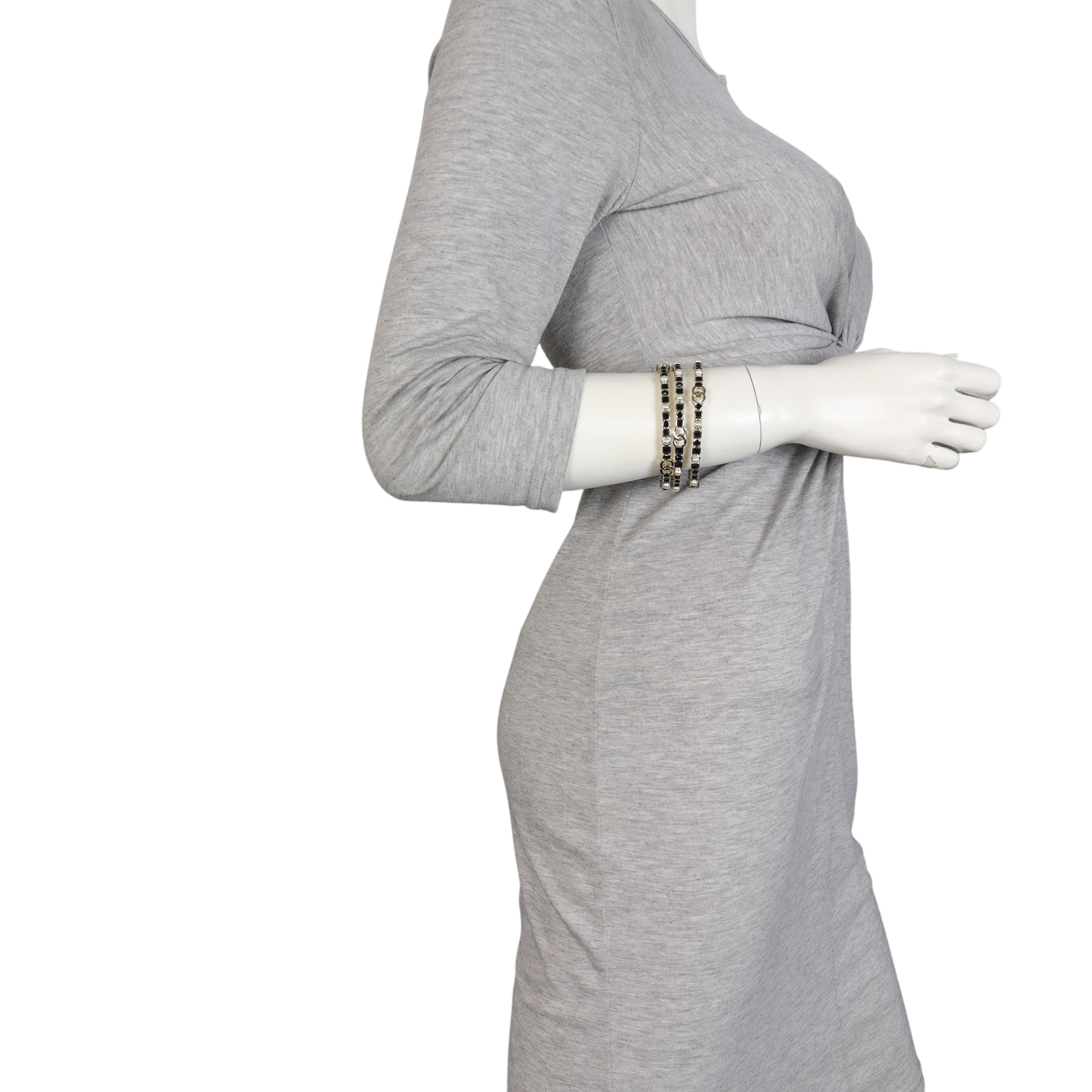 Chanel CC Crystal Pearl Bangle Trio