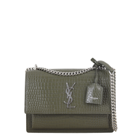 Saint Laurent Sunset Medium Croc-Embossed