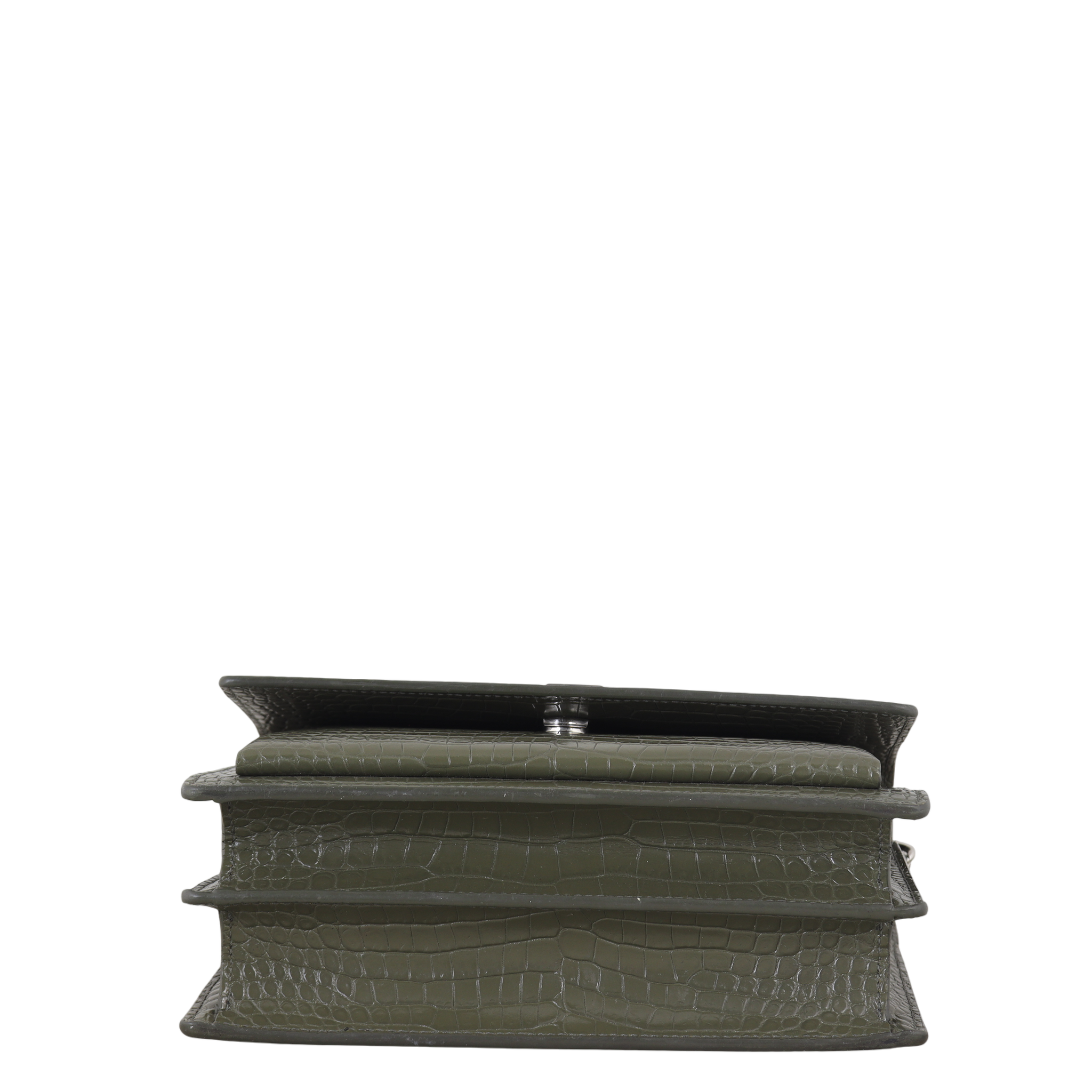 Saint Laurent Sunset Medium Croc-Embossed