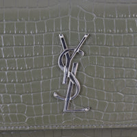 Saint Laurent Sunset Medium Croc-Embossed