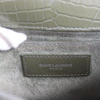 Saint Laurent Sunset Medium Croc-Embossed