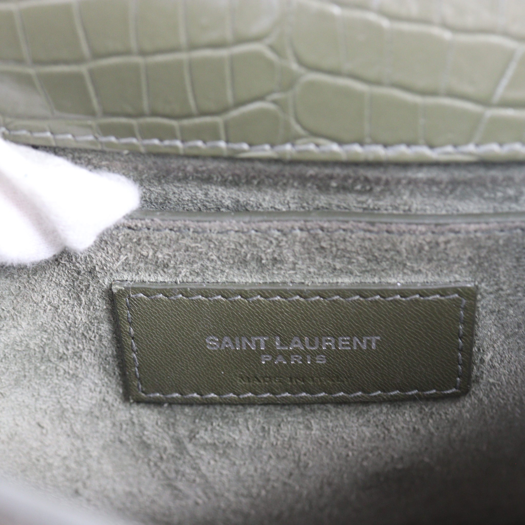 Saint Laurent Sunset Medium Croc-Embossed