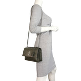 Saint Laurent Sunset Medium Croc-Embossed