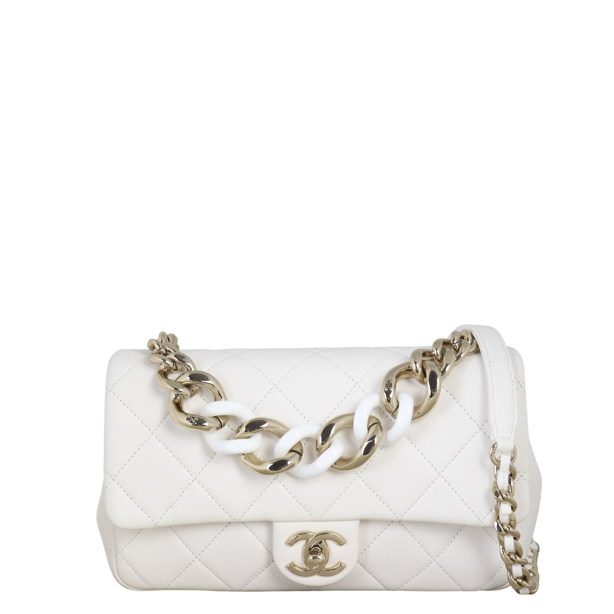 Chanel Elegant Plexi Double Chain Flap Bag