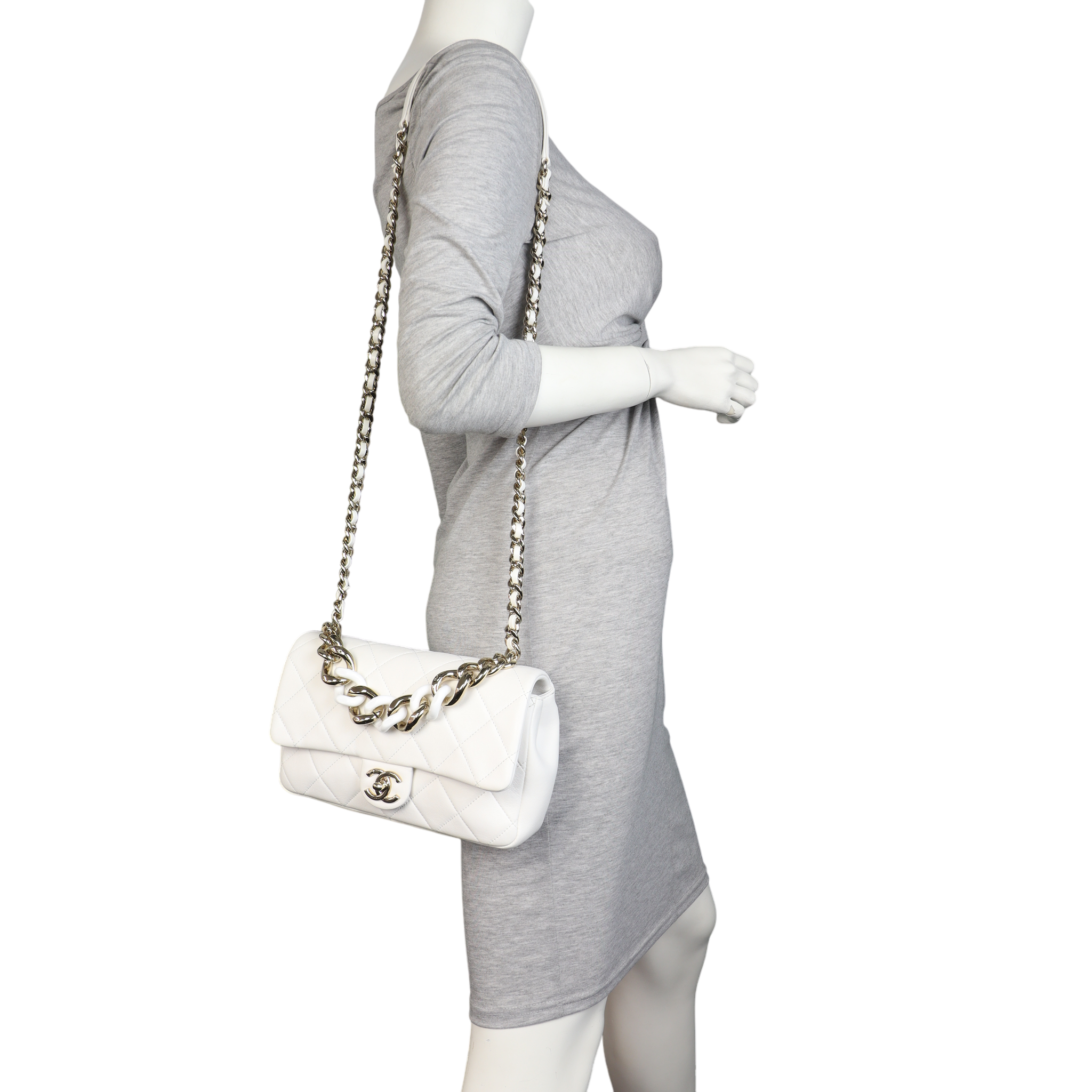 Chanel Elegant Plexi Double Chain Flap Bag