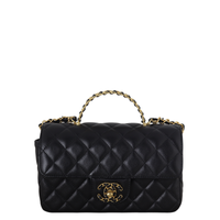 Chanel CC Flap Mini Rectangular Logo Top Handle Bag Lambskin