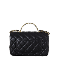 Chanel CC Flap Mini Rectangular Logo Top Handle Bag Lambskin