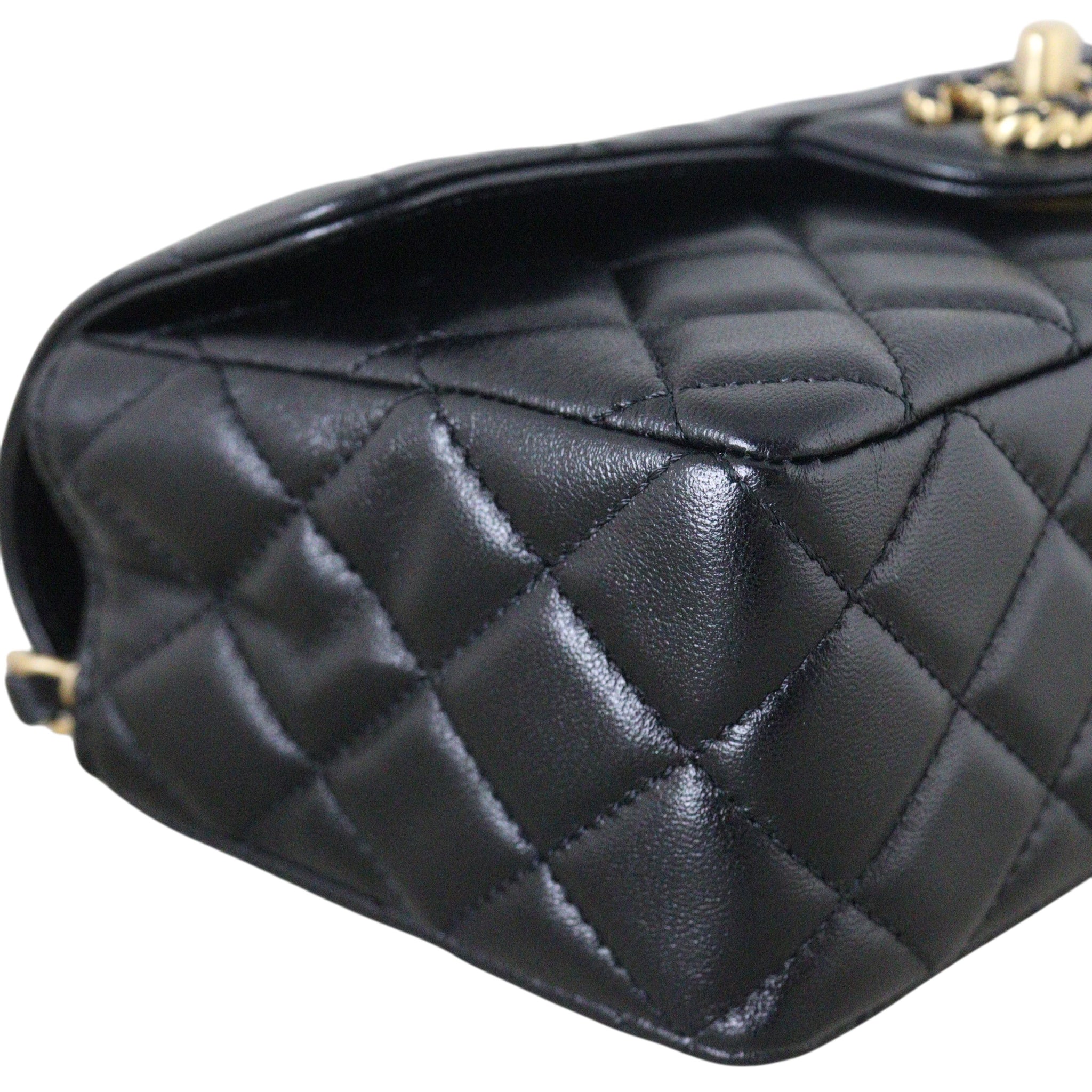 Chanel CC Flap Mini Rectangular Logo Top Handle Bag Lambskin