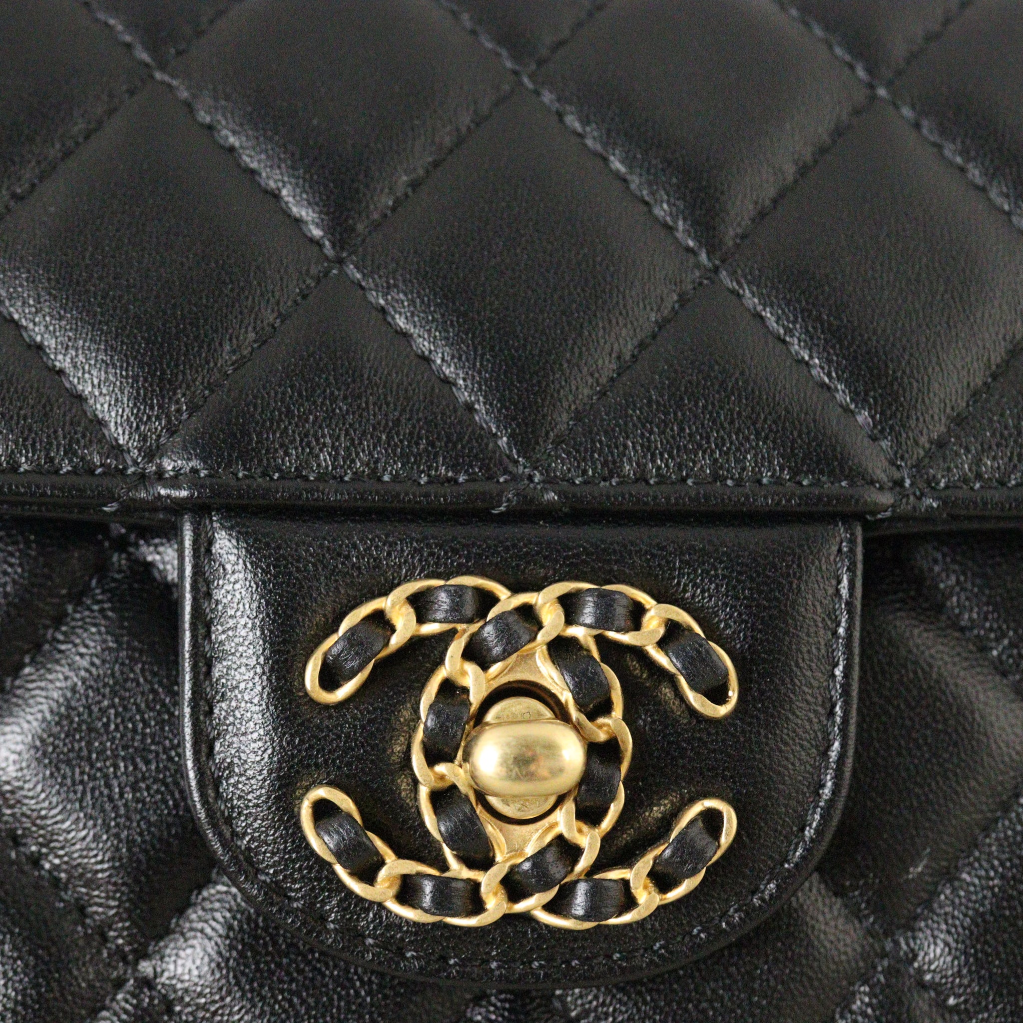 Chanel CC Flap Mini Rectangular Logo Top Handle Bag Lambskin