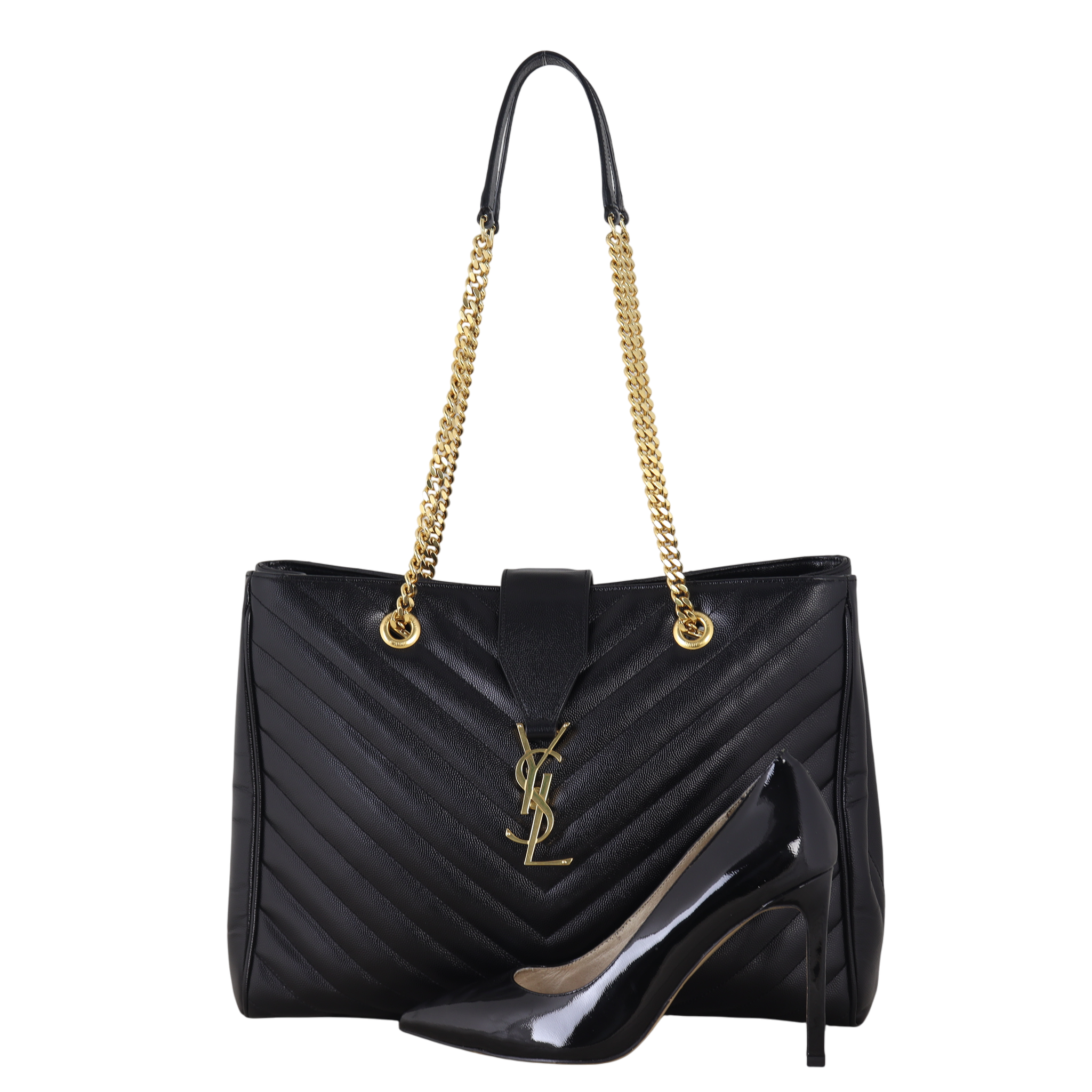 Saint Laurent Chevron Shopping Tote