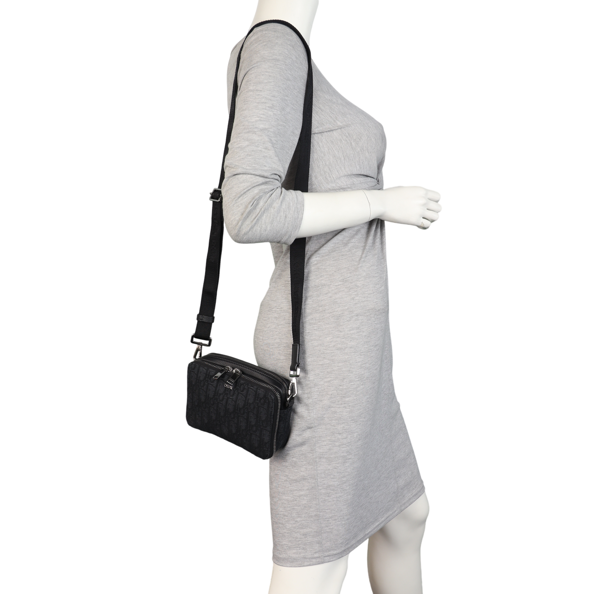 Dior Double Zip Pouch with Strap Oblique