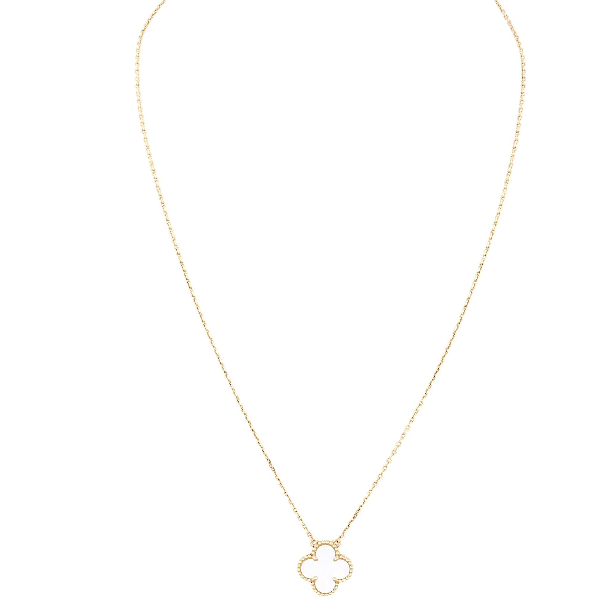 Van Cleef & Arpels Vintage Alhambra Mother of Pearl 18k Yellow Gold Necklace