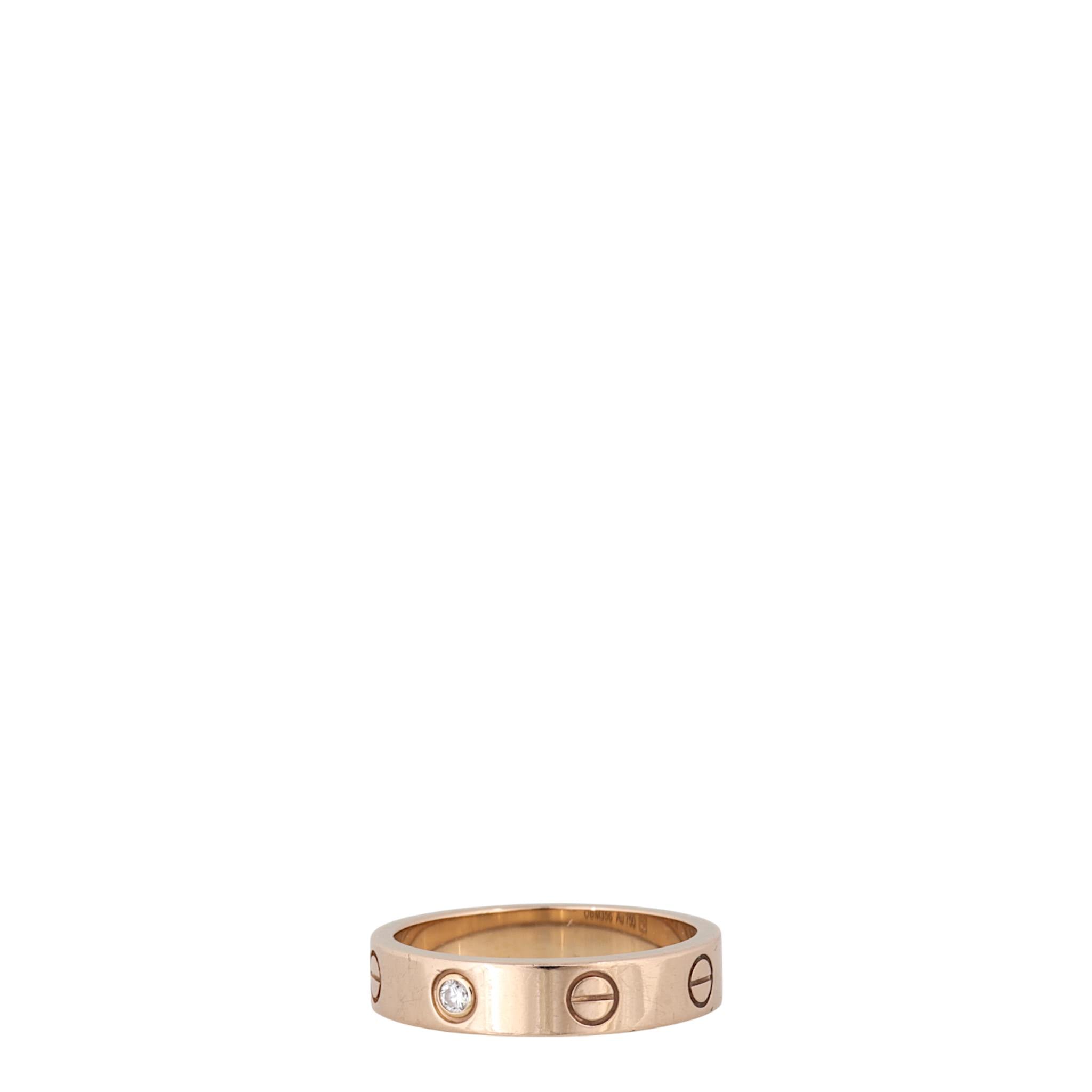 Cartier Love Ring Small 18k Rose Gold 1 Diamond