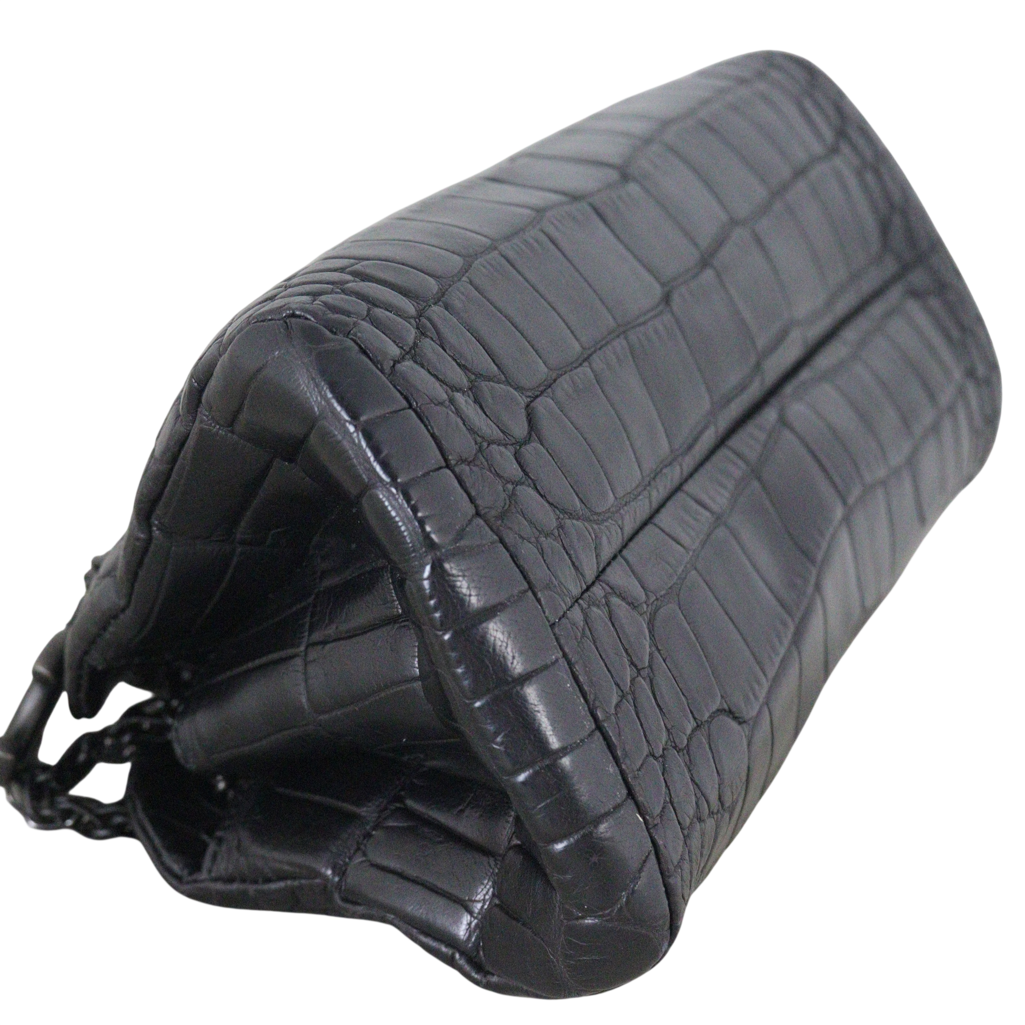 Chanel Just Mademoiselle Bowler Bag Croc Embossed Mini