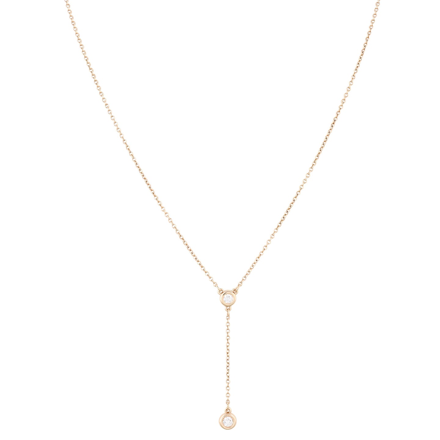 Tiffany & Co Elsa Peretti Diamonds by the Yard 18k Rose Gold Diamond Drop Necklace