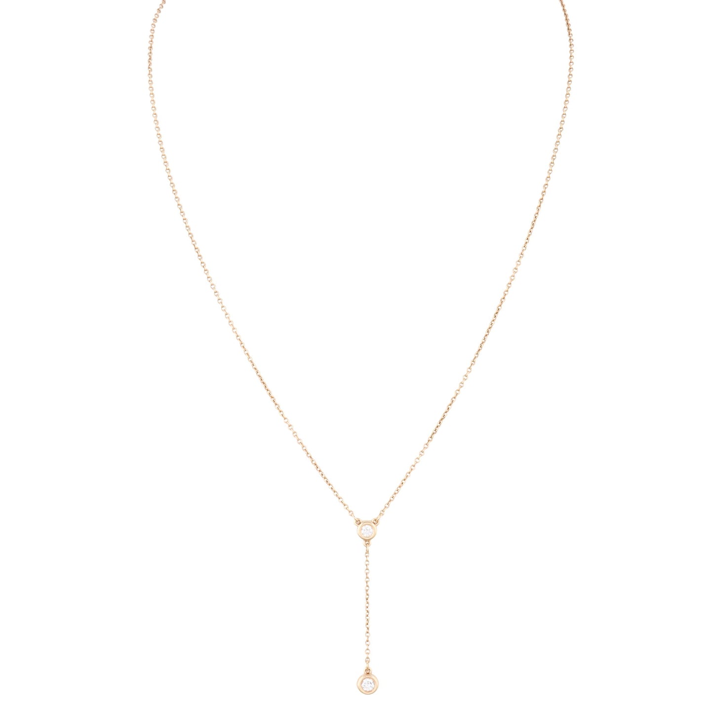 Tiffany & Co Elsa Peretti Diamonds by the Yard 18k Rose Gold Diamond Drop Necklace