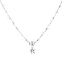 Gucci Double G Flora Diamond 18k White Gold Necklace