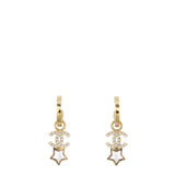 Chanel Crystal CC Star Hoop Earrings
