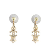 Chanel Crystal CC Star Hoop Earrings