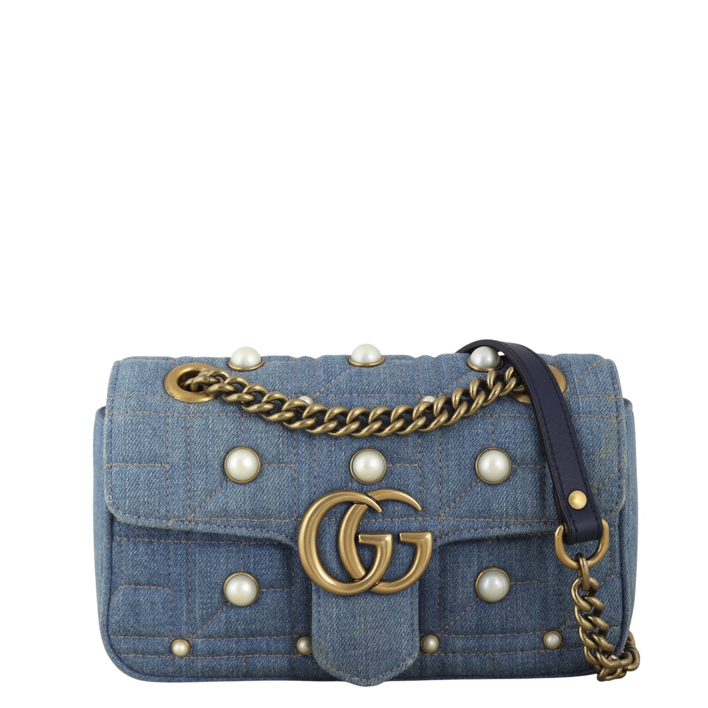Gucci GG Marmont Matelasse Small Shoulder Bag Pearl Studded