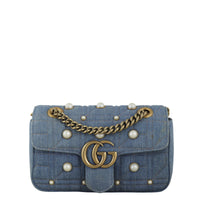 Gucci GG Marmont Matelasse Small Shoulder Bag Pearl Studded