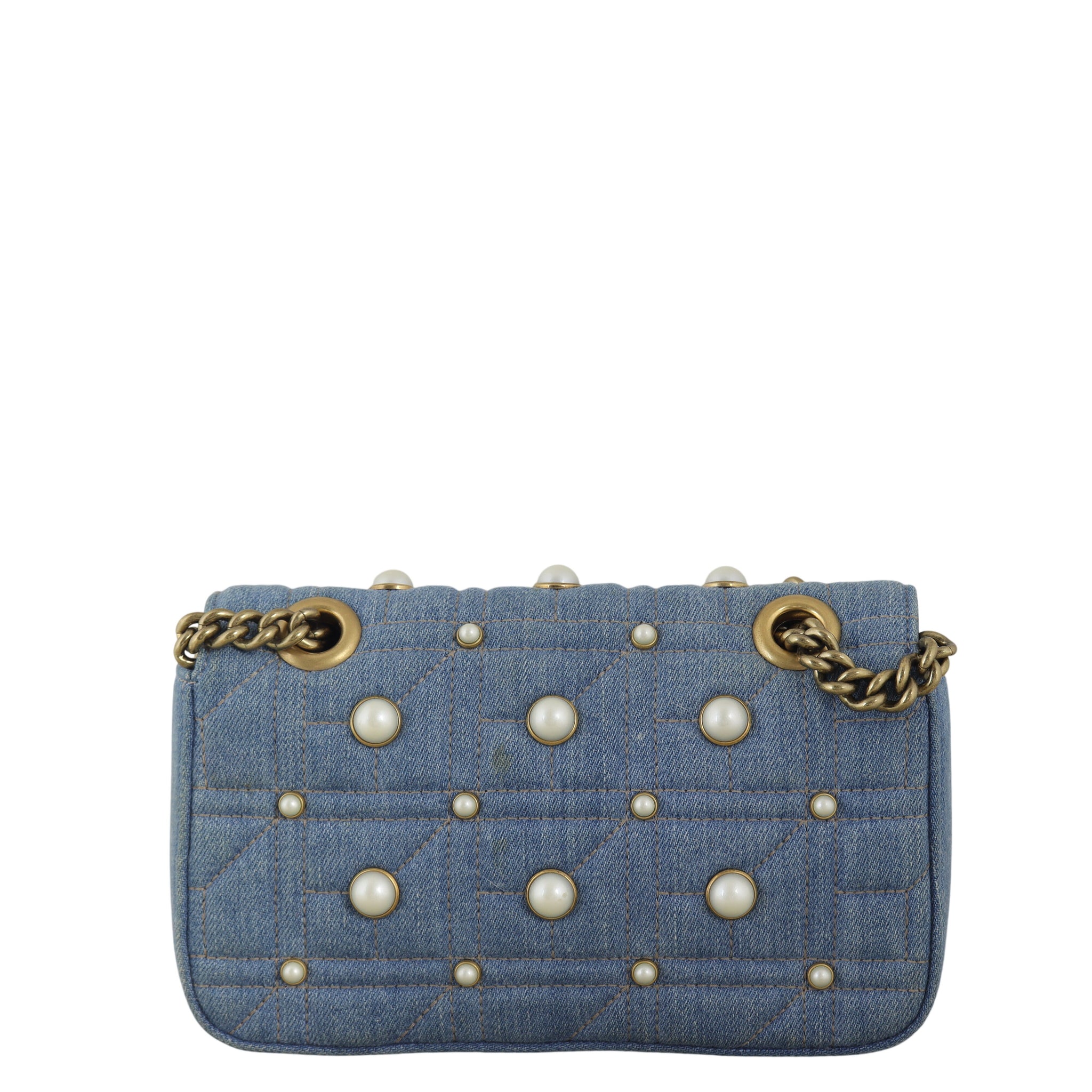 Gucci GG Marmont Matelasse Small Shoulder Bag Pearl Studded