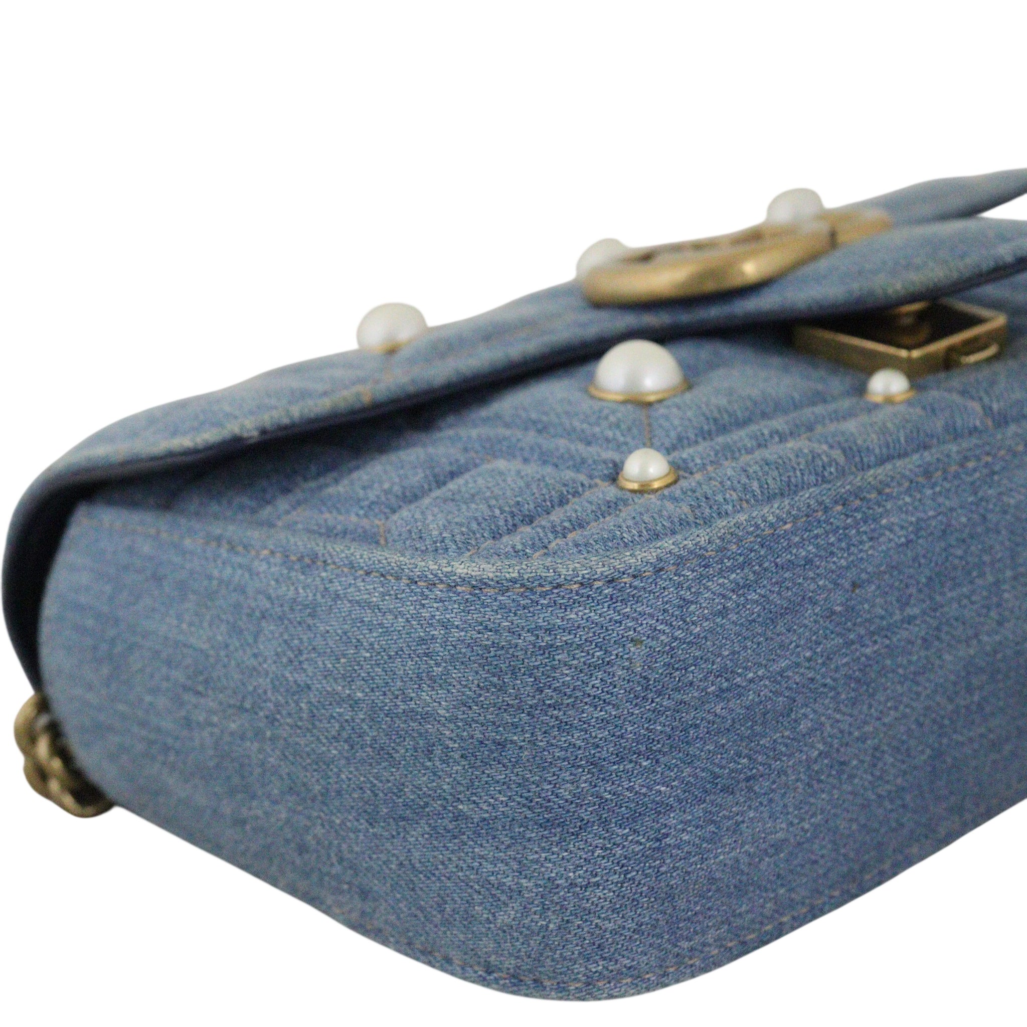 Gucci GG Marmont Matelasse Small Shoulder Bag Pearl Studded