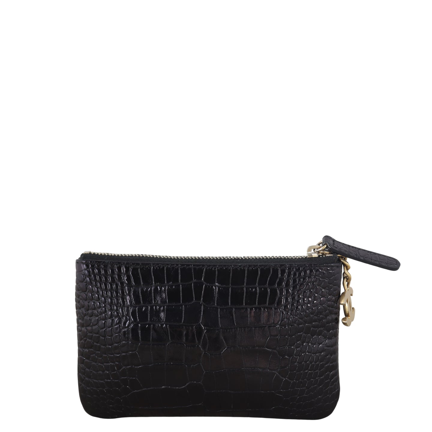 Chanel Gabrielle Zip Pouch Croc Embossed