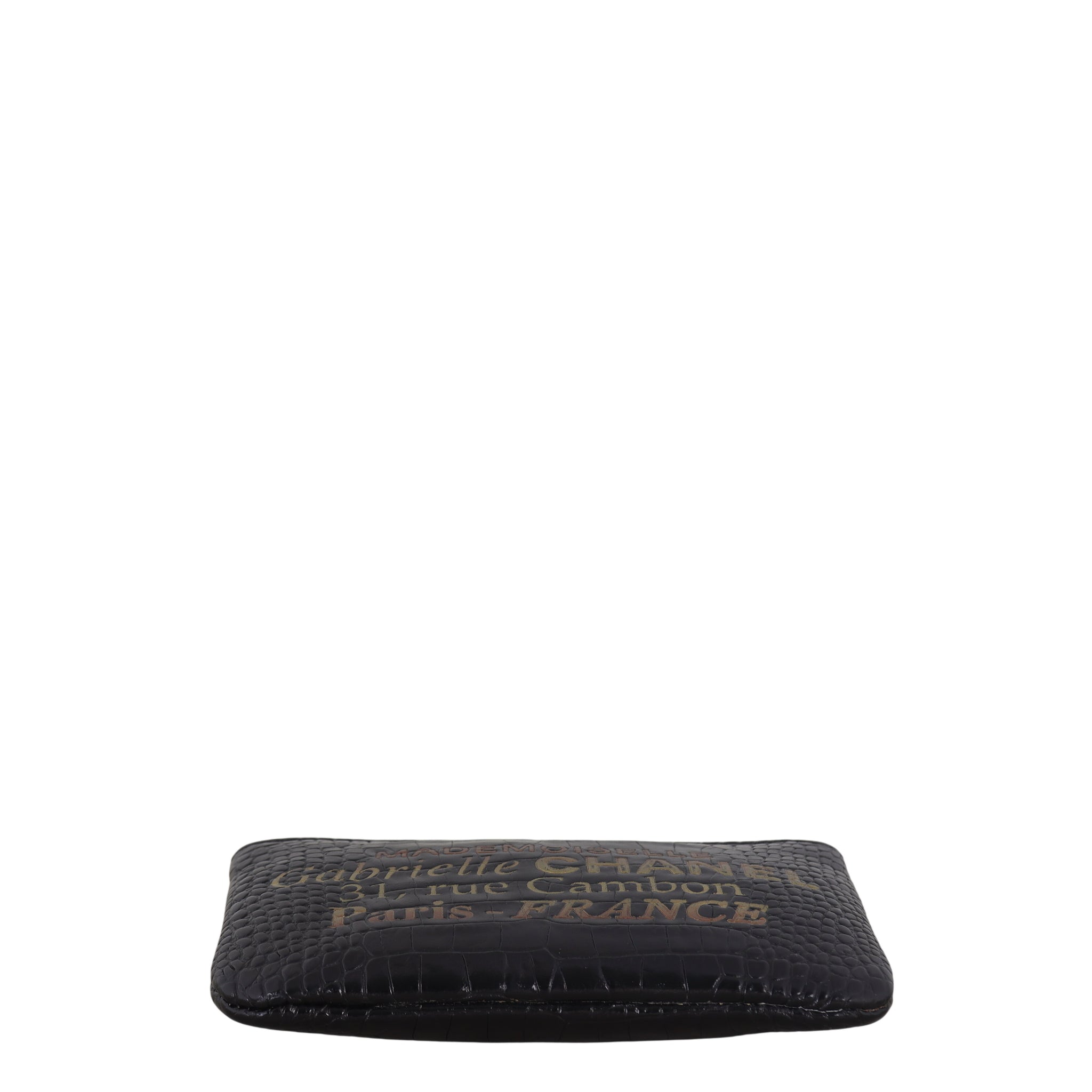 Chanel Gabrielle Zip Pouch Croc Embossed