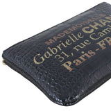 Chanel Gabrielle Zip Pouch Croc Embossed