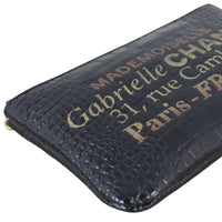 Chanel Gabrielle Zip Pouch Croc Embossed