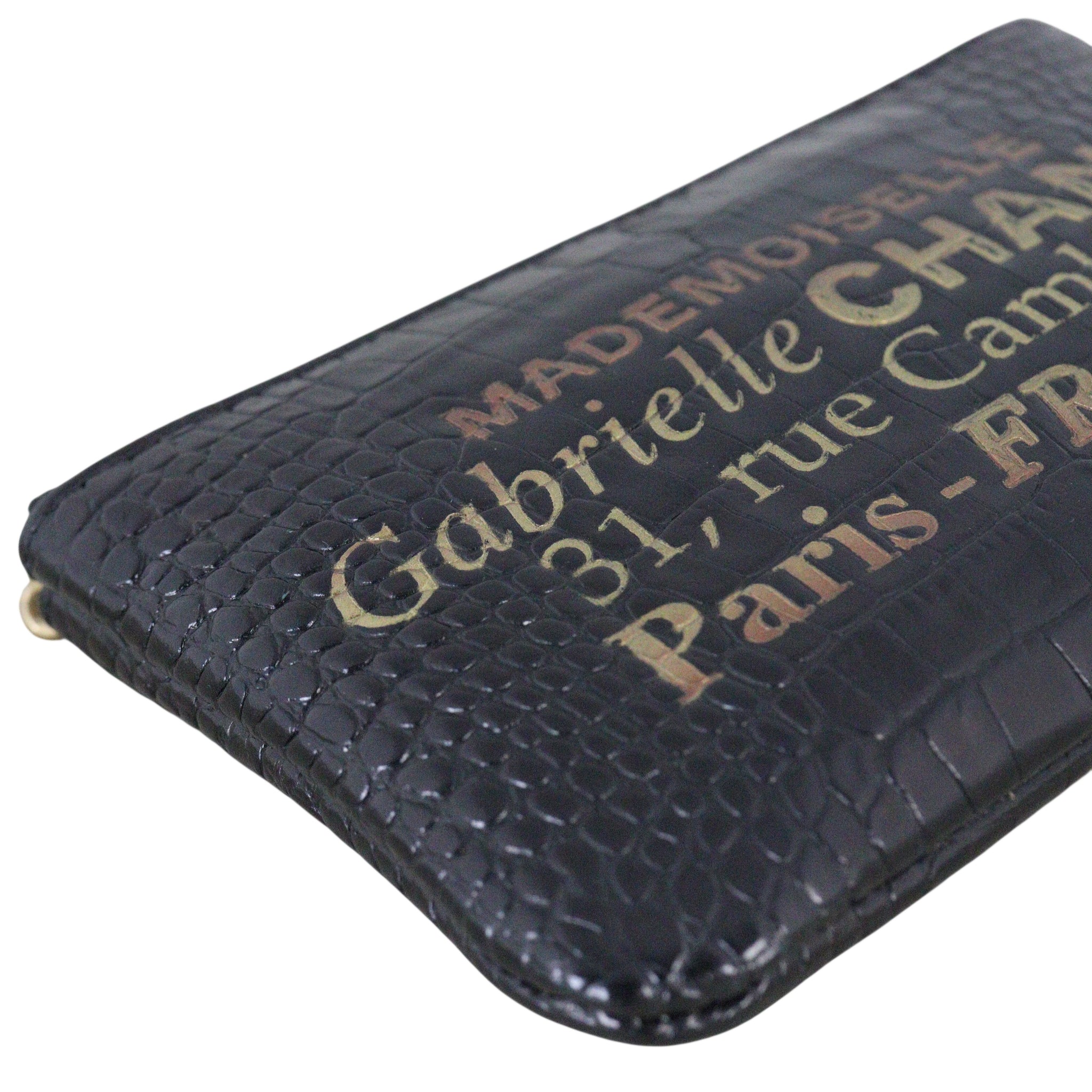 Chanel Gabrielle Zip Pouch Croc Embossed
