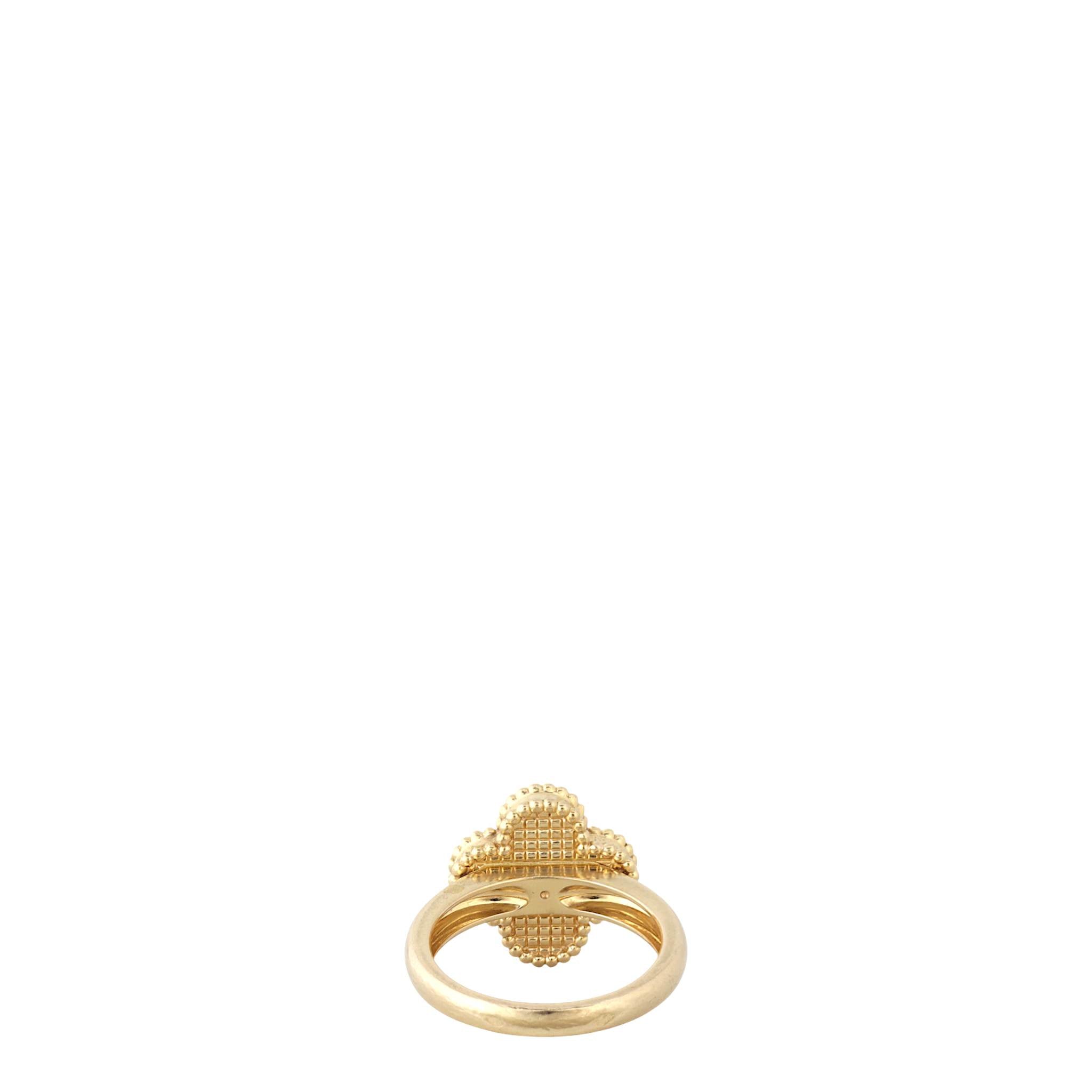 Van Cleef & Arpels Vintage Alhambra Guilloche 18k Yellow Gold Ring
