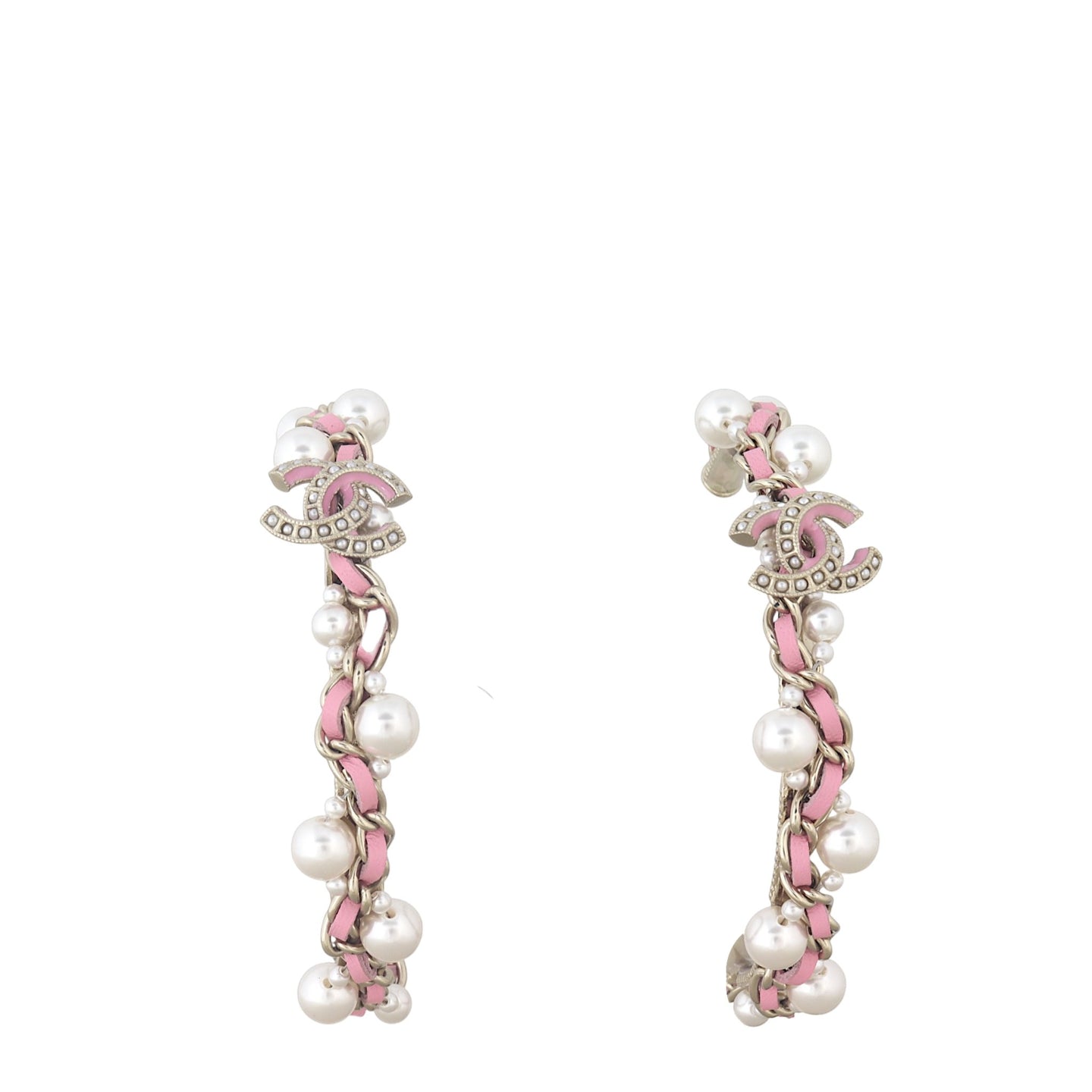 Chanel CC Pearl Hoop Earrings
