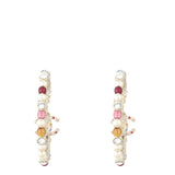 Chanel CC Pearl Gem Hoop Earrings