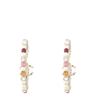 Chanel CC Pearl Gem Hoop Earrings