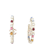 Chanel CC Pearl Gem Hoop Earrings